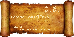Dancsa Boglárka névjegykártya